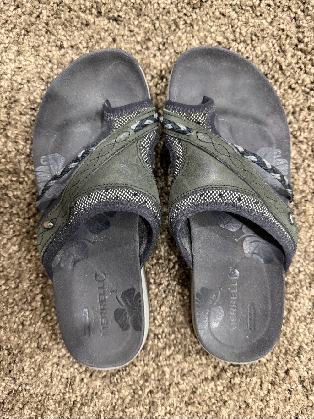 Merrell Women's Olive & Charcoal Braided Slide Sandals
